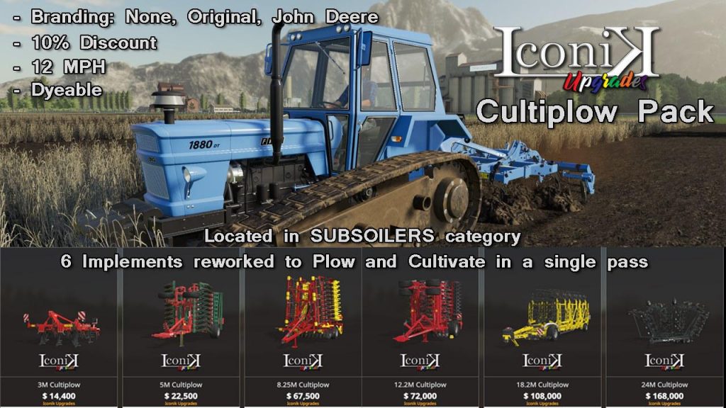 Iconik Cultiplow Pack v1.0 FS19 - FS25 Mody | FS22 Mody